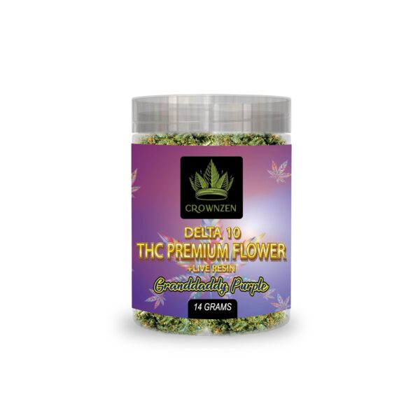 BEST DELTA 10 THC PREMIUM FLOWER + LIVE RESIN (GRANDDADDY PURPLE) - GRAMS