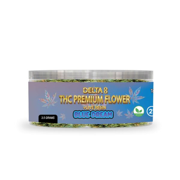 NEW DELTA 8 THC PREMIER FLOWER + LIVE RESIN (BLUE DREAMS)