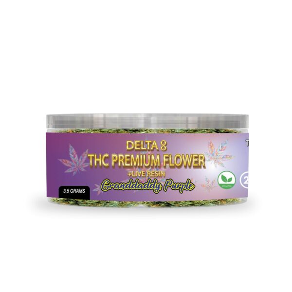 BEST DELTA 8 THC PREMIER FLOWER + LIVE RESIN (GRANDDADDY PURPLE)